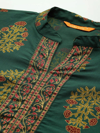 Dhiyona IE Floral Printed Pure Cotton Kurta With Trousers & Dupatta