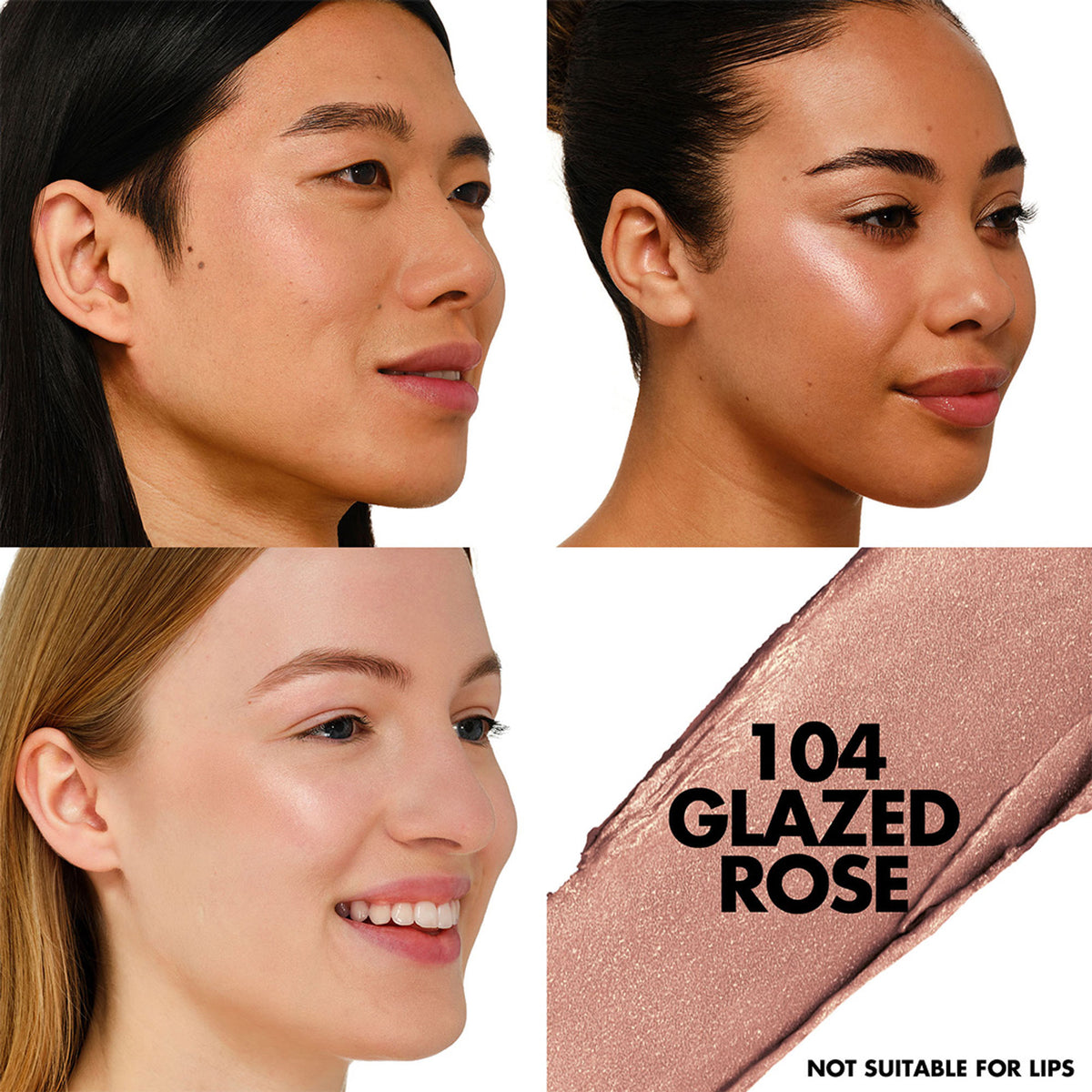 MAKE UP FOR EVER Artist Color Crayon Blush in 104 Glazed Rose, a creamy pink blush stick for a natural flush.