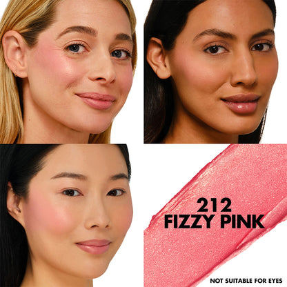 MAKE UP FOR EVER Artist Color Crayon Blush 212 Fizzy Pink, creamy stick blush in vibrant pink shade with a smooth application.