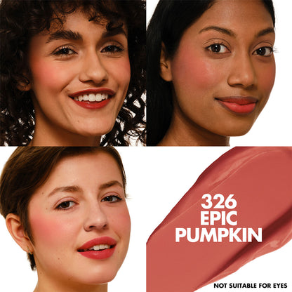 MAKE UP FOR EVER Artist Color Crayon Blush in 326 Epic Pumpkin, featuring a vibrant orange makeup crayon on a neutral background.