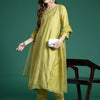 Dhiyona IE Ethnic Motifs Embroidered Sequinned Liva Kurta With Trousers & Dupatta