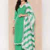 Dhiyona VA Women'sBandhani Printed Lace Detailed Straight Kurta with Trousers and Dupatta