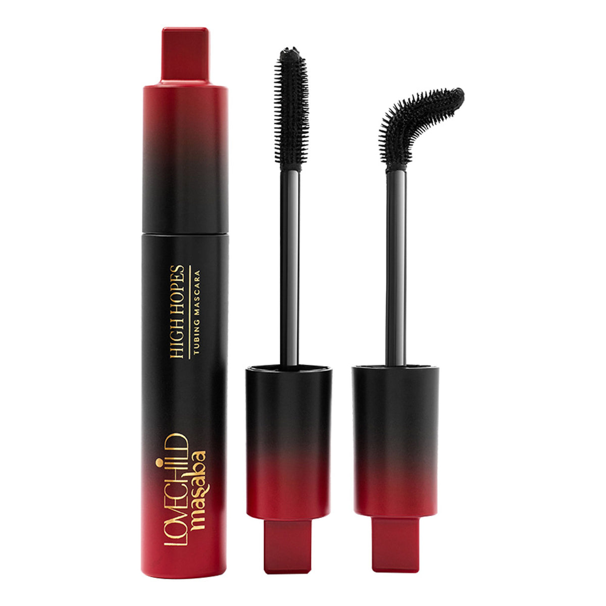 LoveChild Masaba High Hopes 3-in-1 tubing mascara in black with a sleek applicator wand, designed to enhance and define lashes.