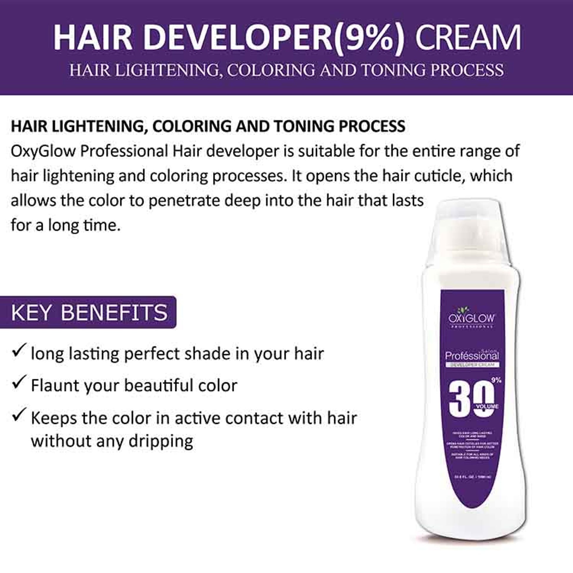 Oxyglow Herbals Professional Hair Color Developer - 30 Volume (9%)