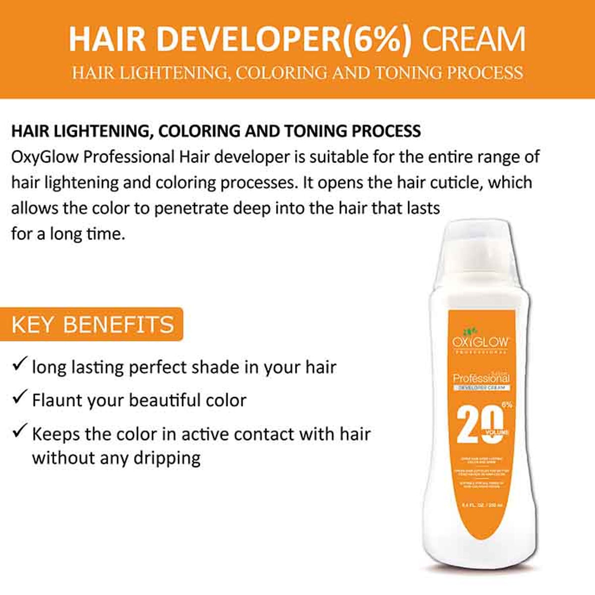 Oxyglow Herbals Professional Hair Color Developer - 20 Volume (6%)