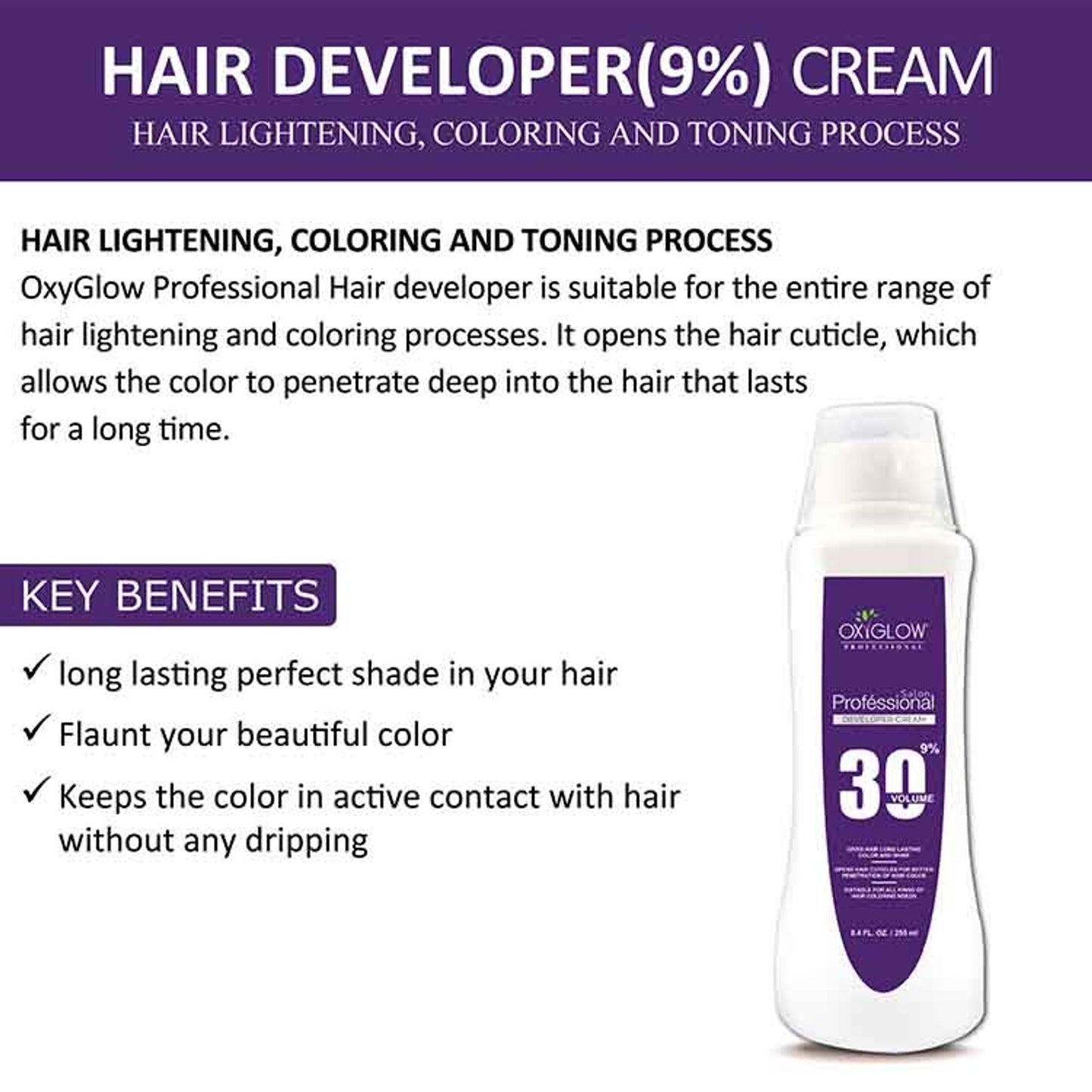 Oxyglow Herbals Professional Hair Color Developer - 30 Volume (9%)