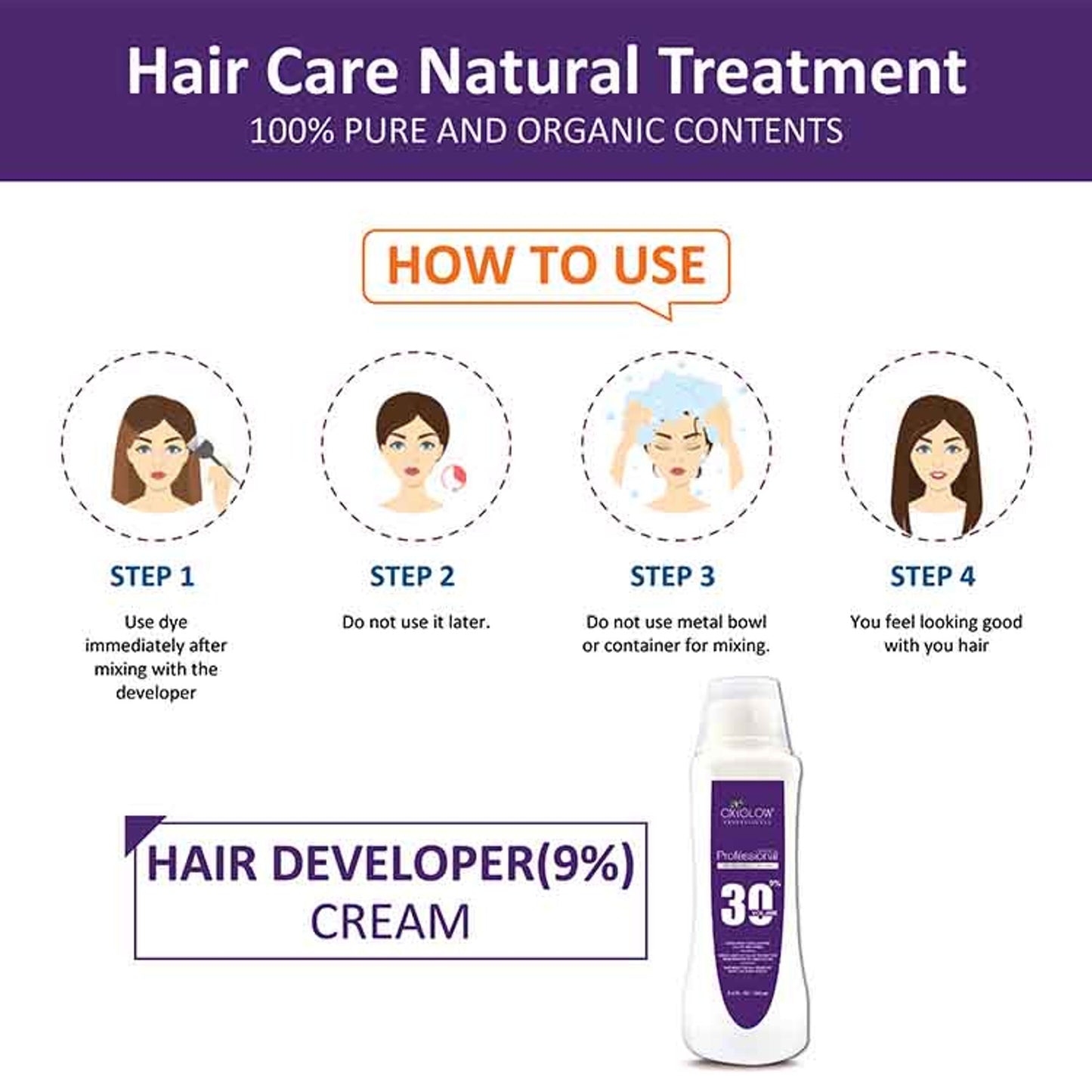 Oxyglow Herbals Professional Hair Color Developer - 30 Volume (9%)