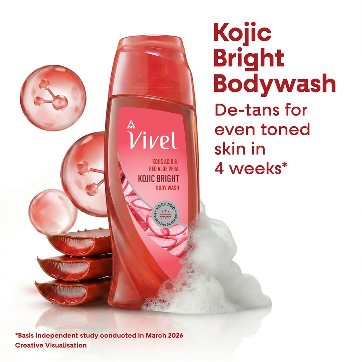 Vivel Kojic Bright Body Wash, Kojic Acid & Red Aloe Vera, For Tan Removal & Even Skin Tone