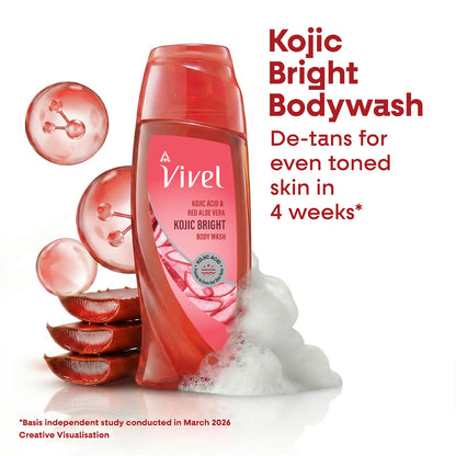 Vivel Kojic Bright Body Wash, Kojic Acid & Red Aloe Vera, For Tan Removal & Even Skin Tone