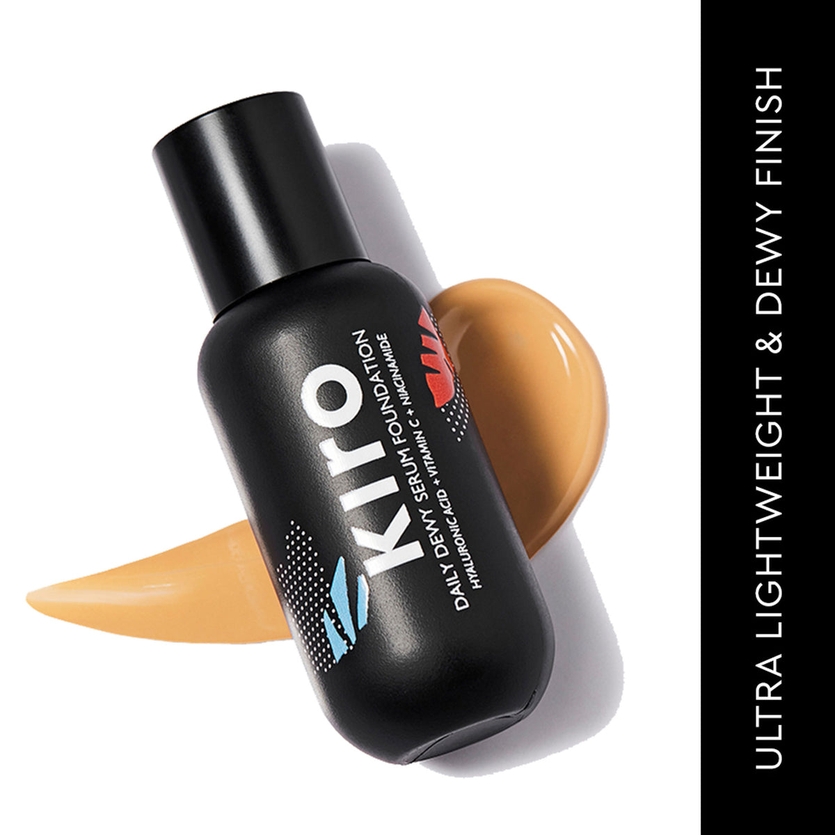 KIRO Daily Dewy Serum Foundation in Almond Beige, showcasing the smooth, lightweight foundation with a natural dewy finish.