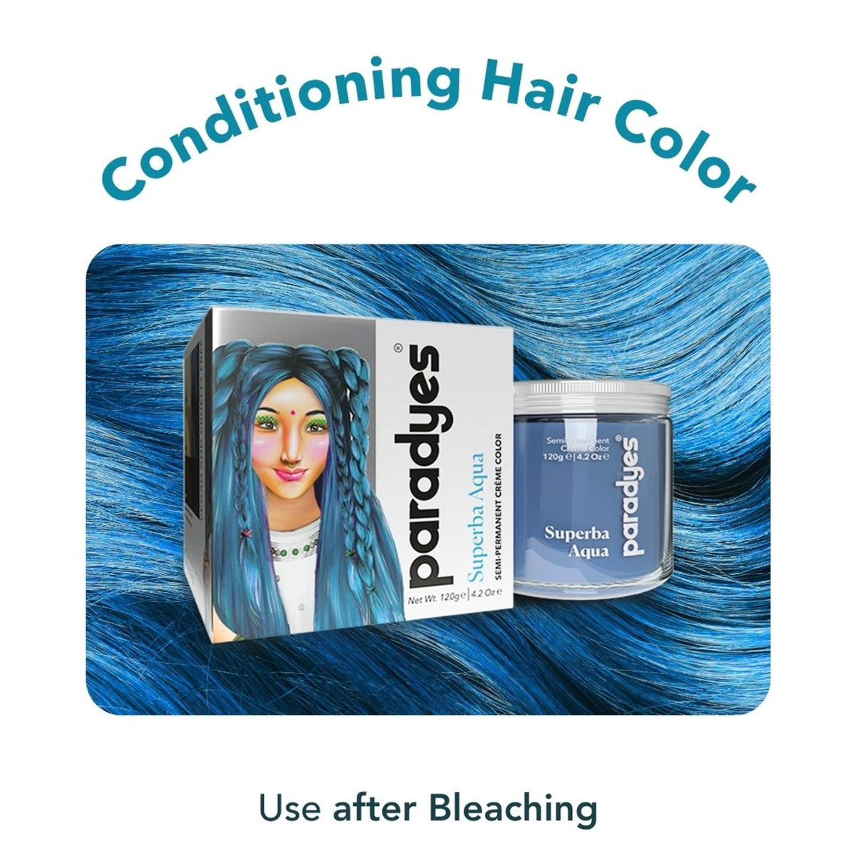 Paradyes Ammonia Free Semi-Permanent Hair Color - Superba Aqua