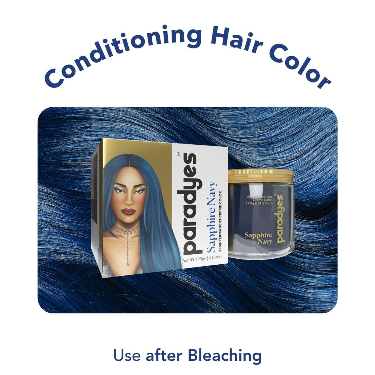 Paradyes Ammonia Free Semi-Permanent Hair Color - Sapphire Navy
