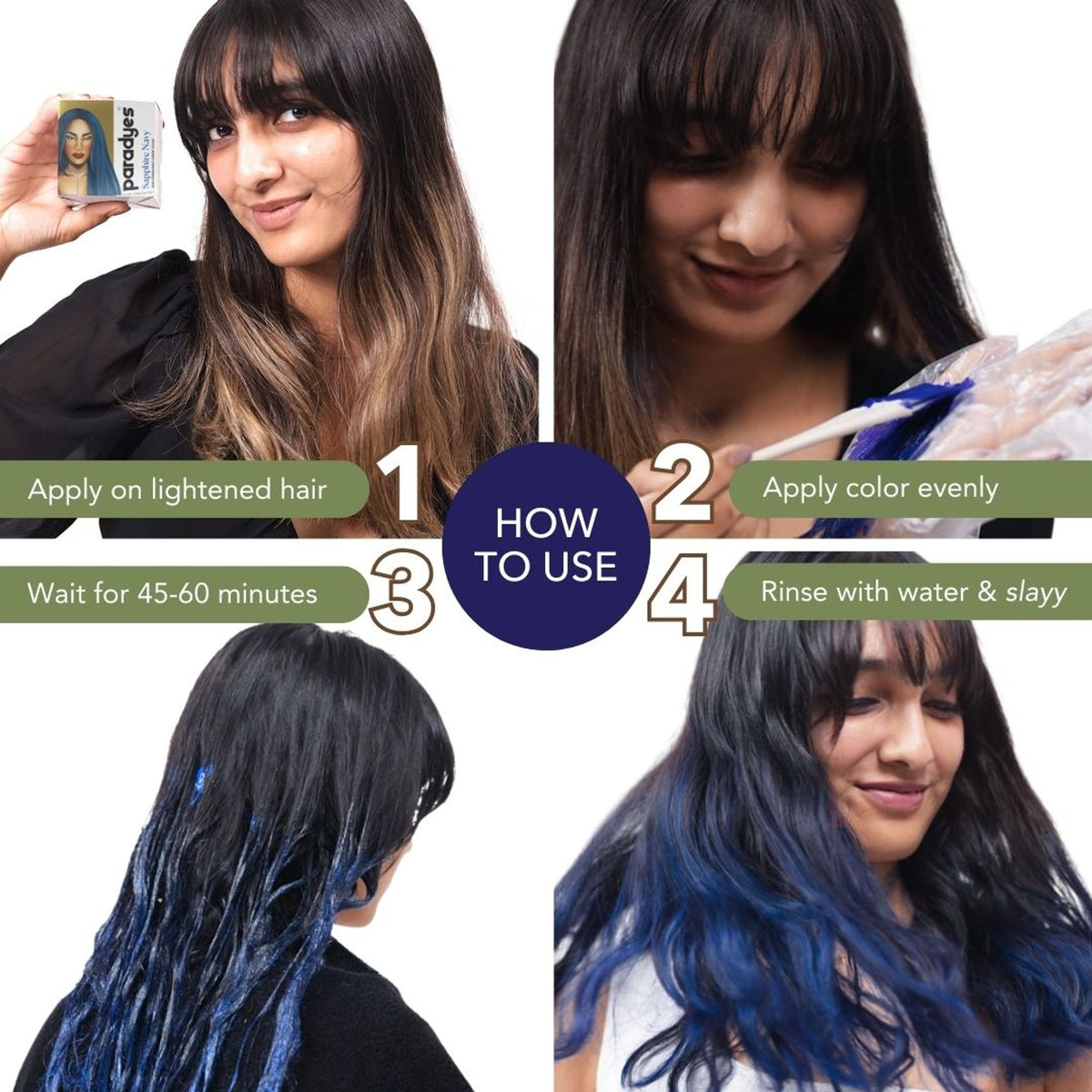 Paradyes Ammonia Free Semi-Permanent Hair Color - Sapphire Navy
