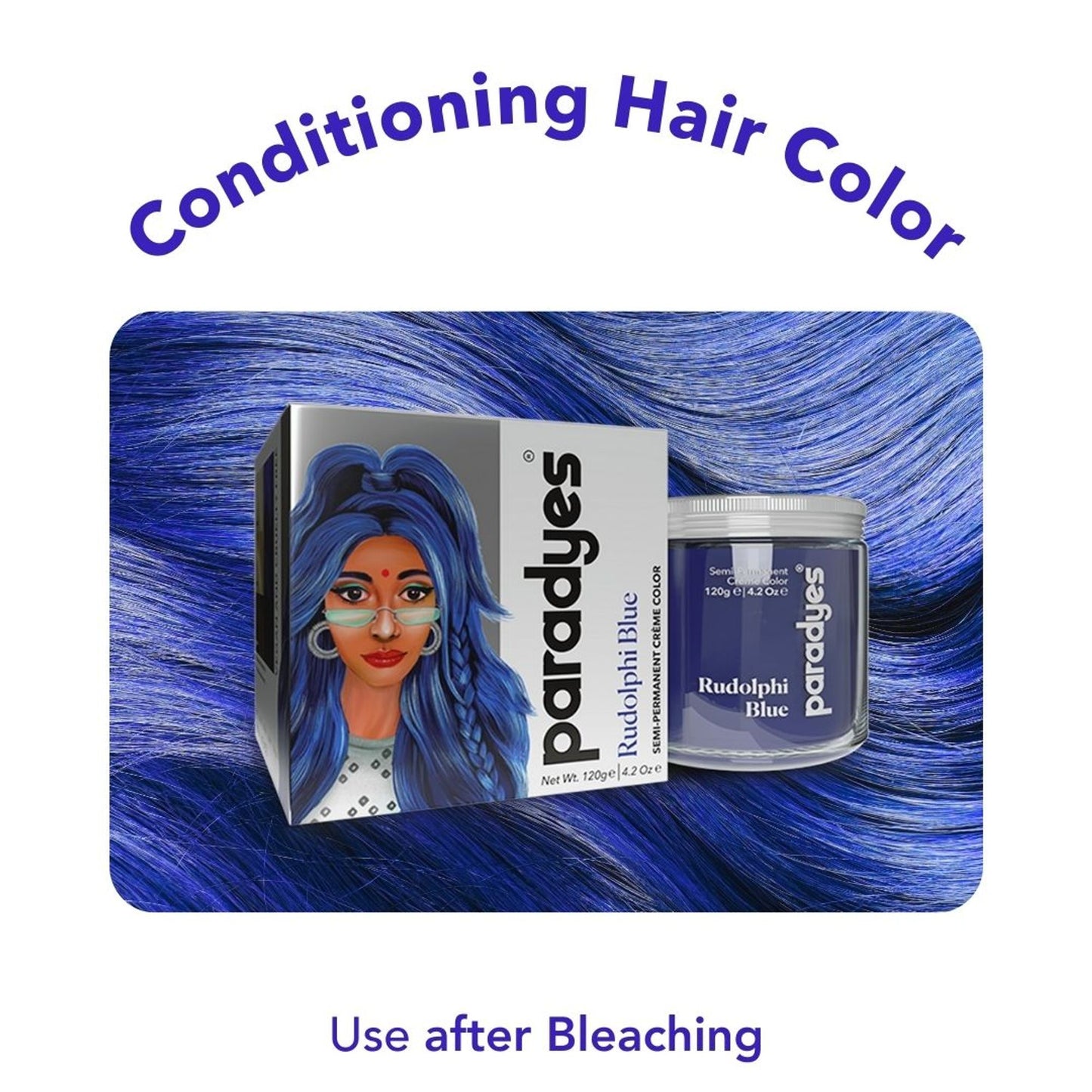 Paradyes Ammonia Free Semi-Permanent Hair Color - Rudolphi Blue