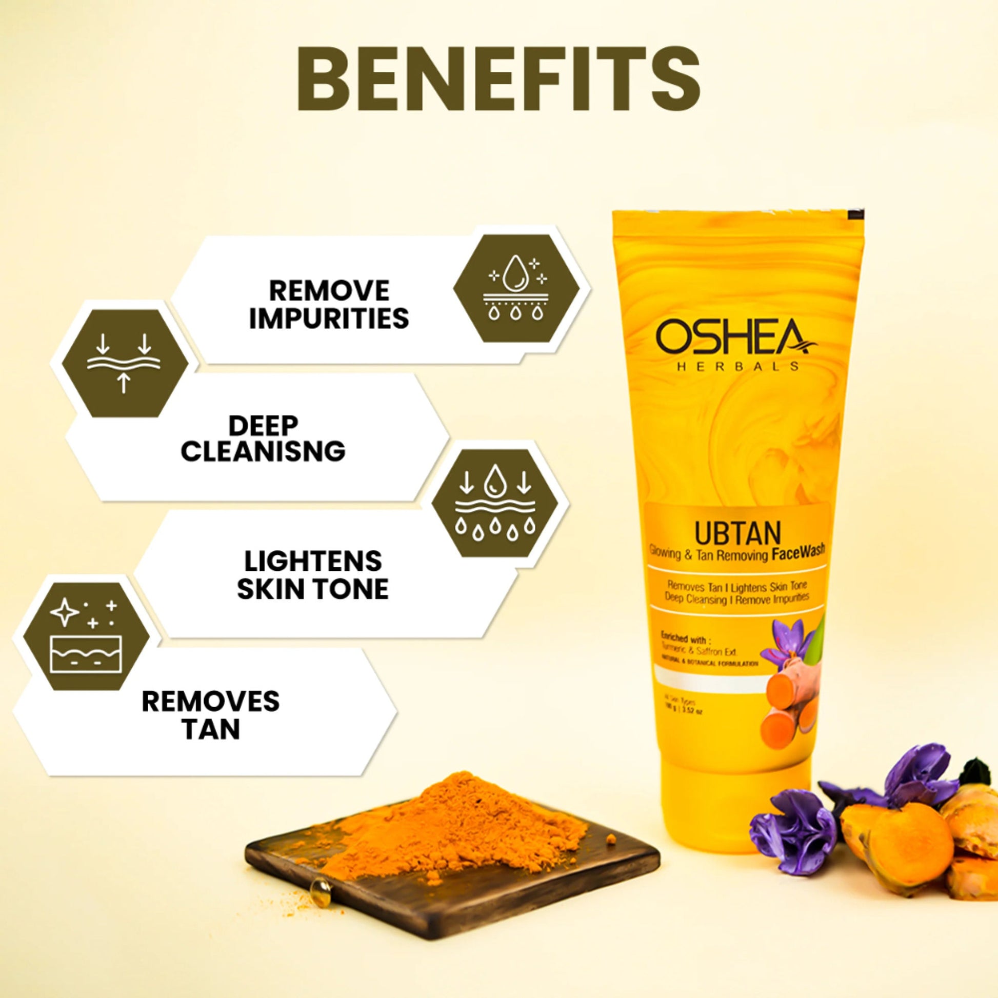 Oshea Herbals Ubtan Glowing & Tan Removing Face Wash