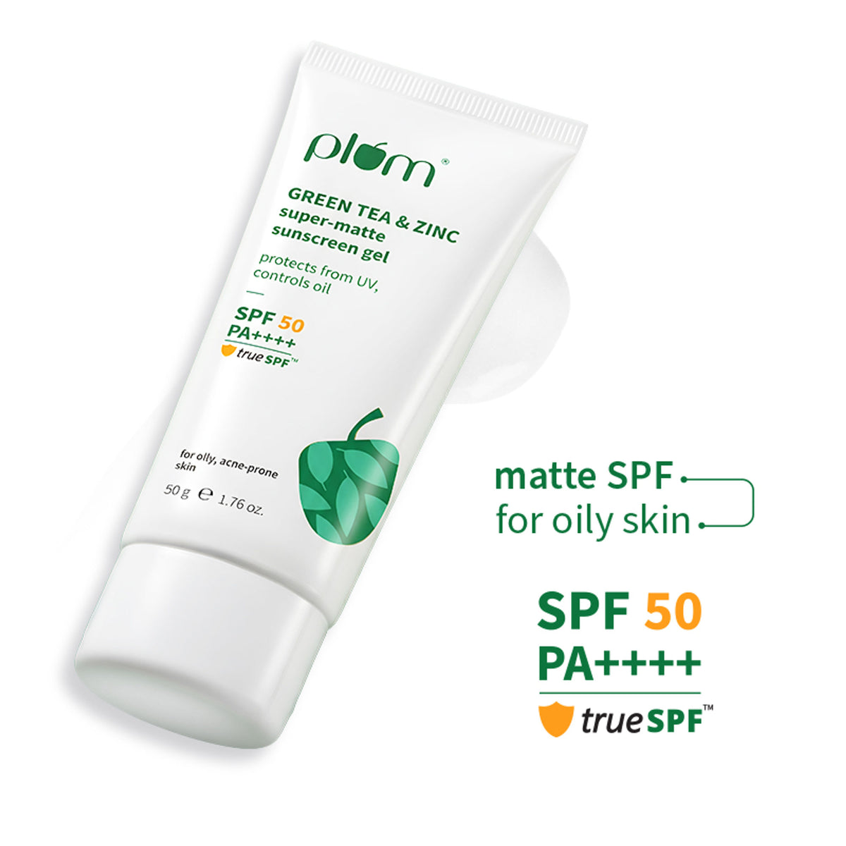 Plum Green Tea & Zinc Super-Matte SPF 50 Sunscreen Gel For Oily, Combination Skin, No White Cast