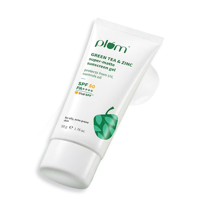 Plum Green Tea & Zinc Super-Matte SPF 50 Sunscreen Gel For Oily, Combination Skin, No White Cast