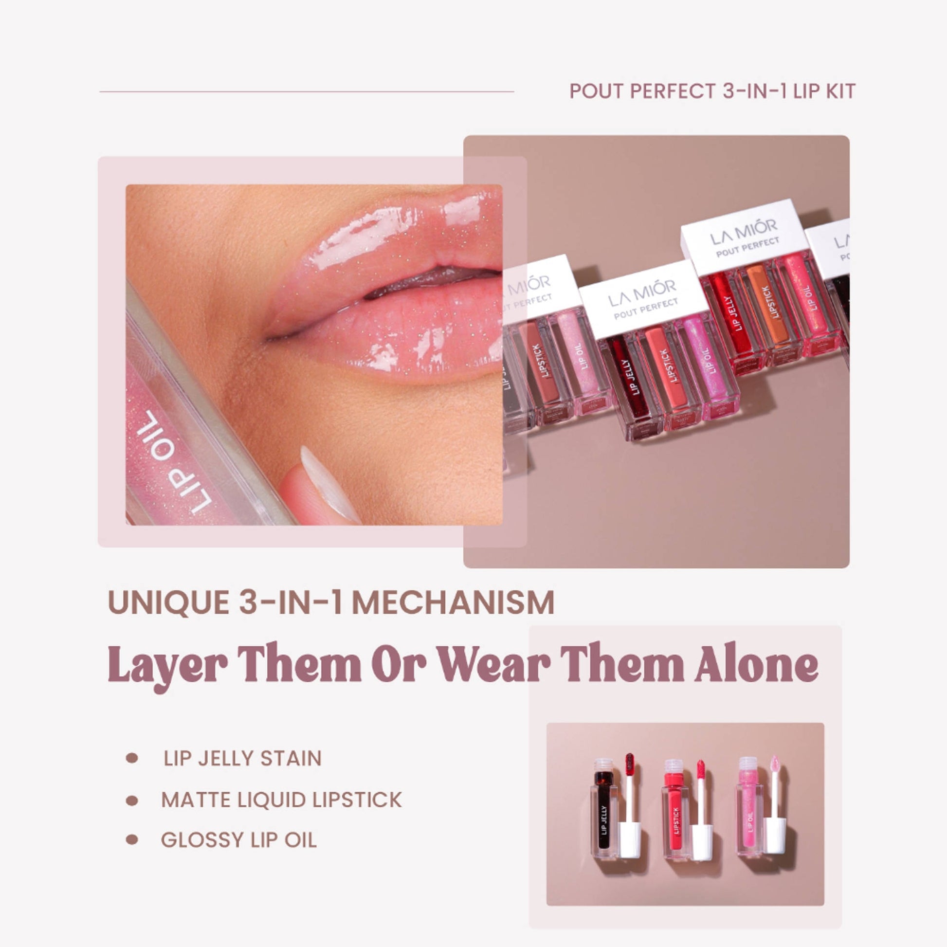 La Mior Pout Perfect 3 - In - 1 Lip Kit