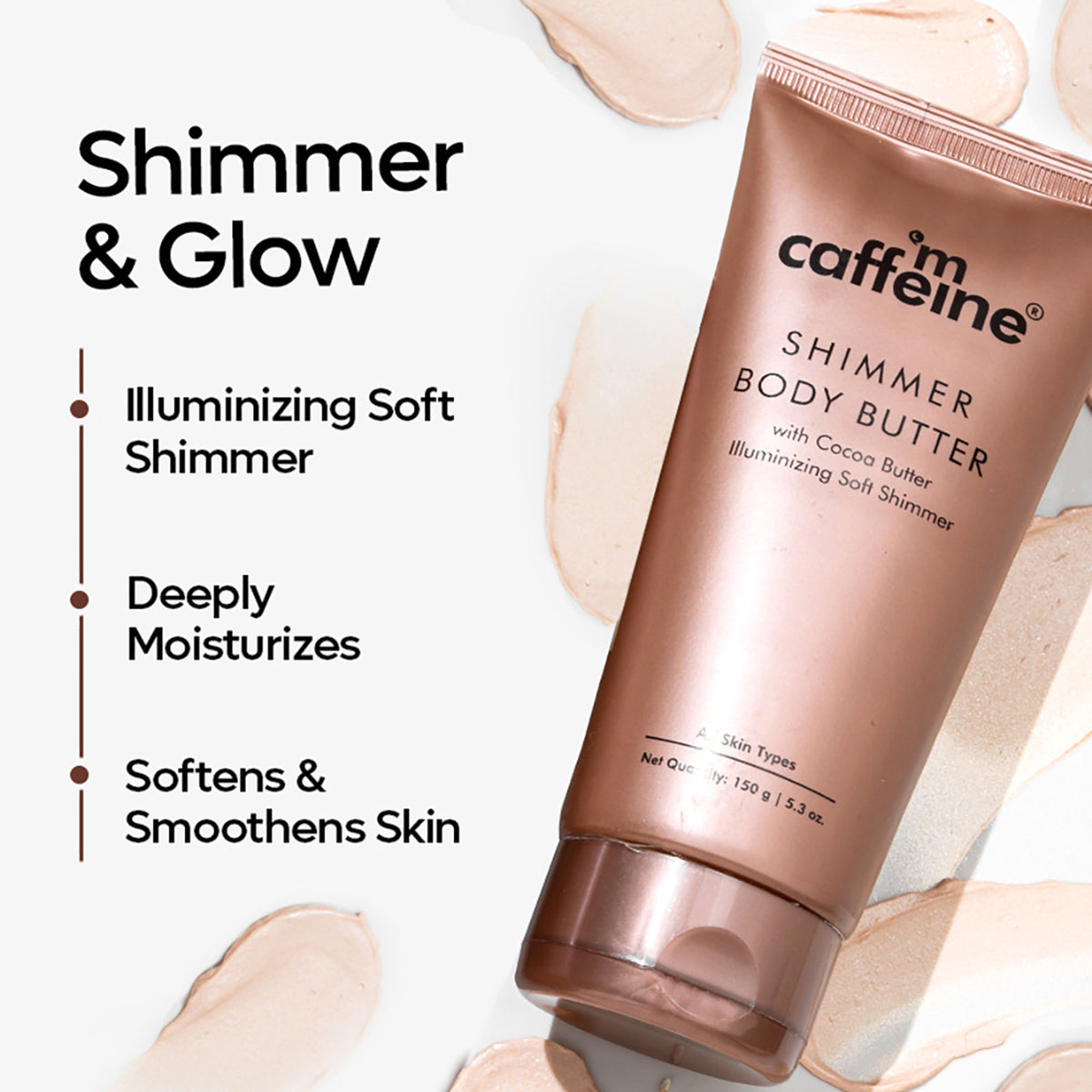 MCaffeine Shimmer Body Butter with Cocoa Butter for Shimmery & Glowing Skin Limited Edition