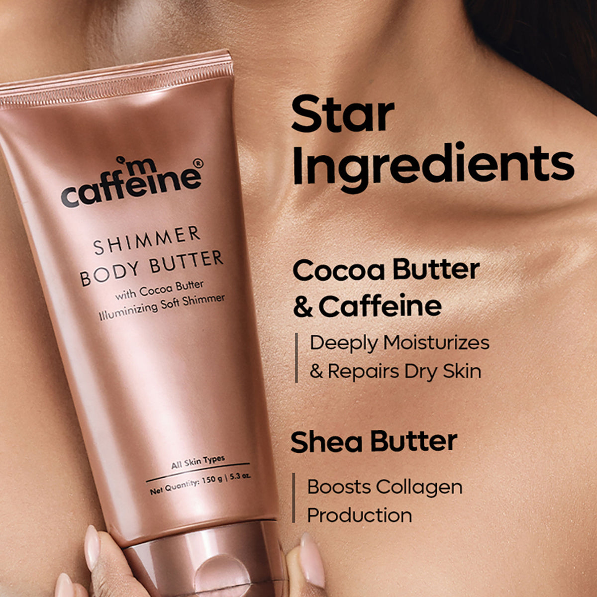 MCaffeine Shimmer Body Butter with Cocoa Butter for Shimmery & Glowing Skin Limited Edition