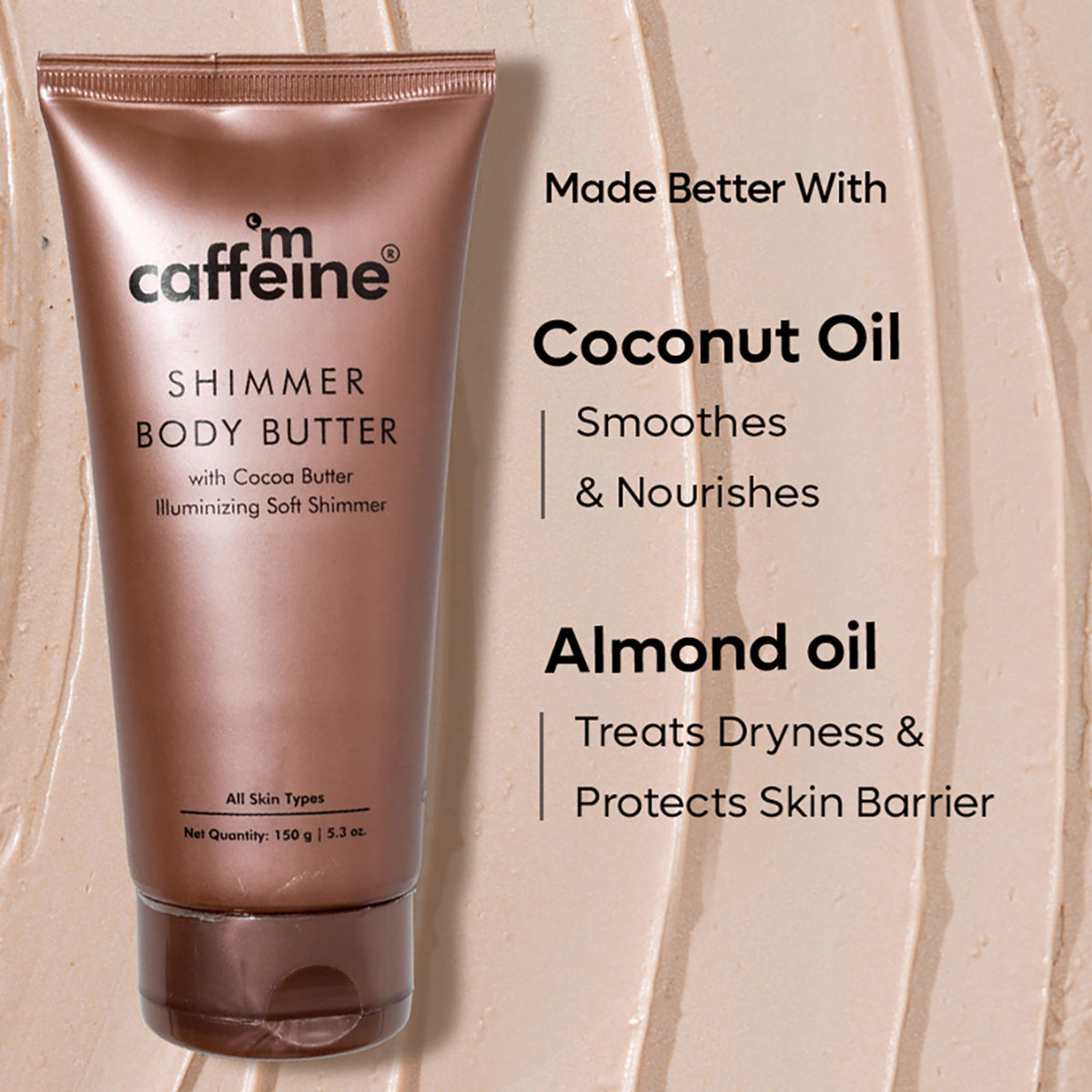 MCaffeine Shimmer Body Butter with Cocoa Butter for Shimmery & Glowing Skin Limited Edition