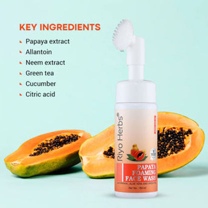 Riyo Herbs Papaya Foaming Face Wash Cleanser Brush Included