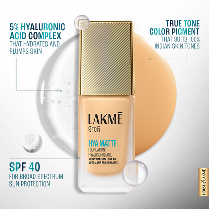 Lakme 9to5 Hya Matte Foundation + Hyaluronic Acid - Warm Natural