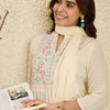 Dhiyona IE Floral Embroidered Mirror Work Pure Cotton Kurta With Trousers & Dupatta