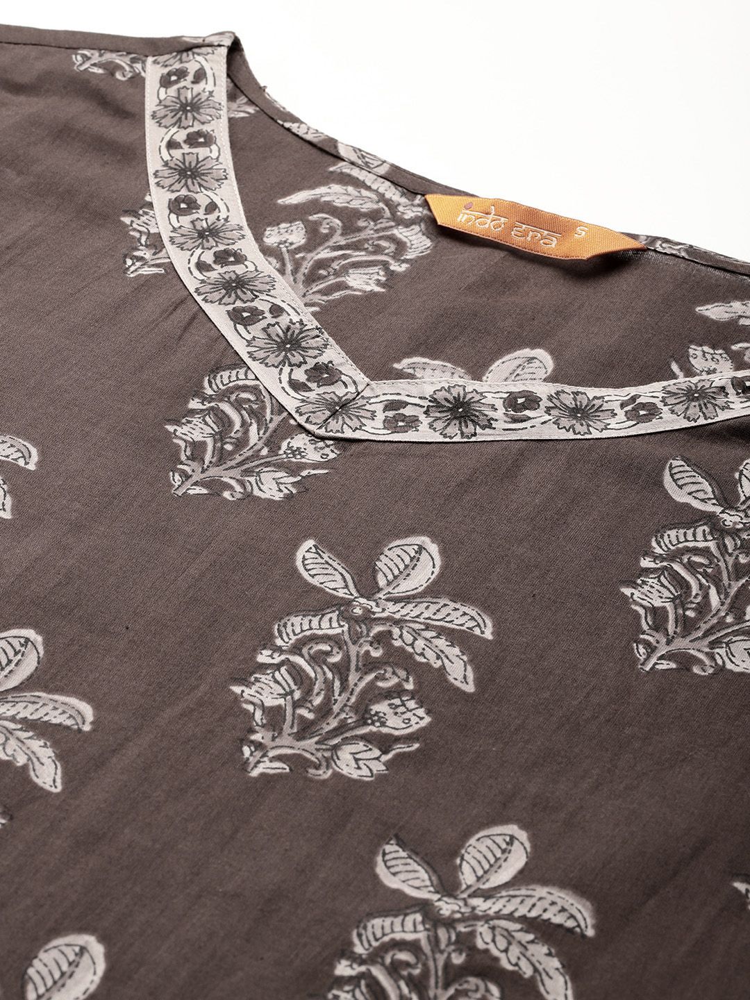 Indyancart IE Floral Printed Pure Cotton Kurta With Salwar & Dupatta