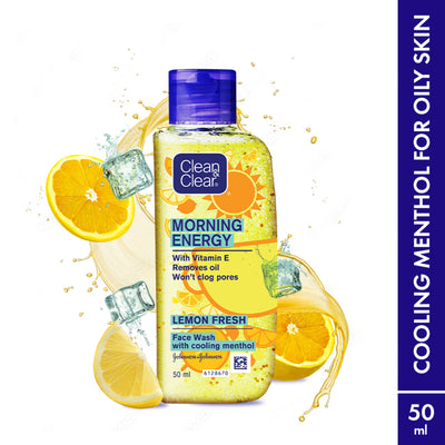Clean & Clear Morning Energy Lemon Fresh Face Wash - Gentle Cleanser with Menthol for Oily Skin