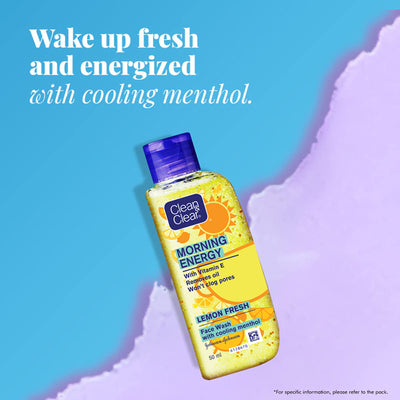 Clean & Clear Morning Energy Lemon Fresh Face Wash - Gentle Cleanser with Menthol for Oily Skin