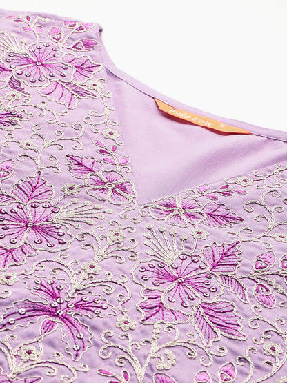 Indyancart IE Ethnic Motifs Embroidered Kurta with Trousers & With Dupatta
