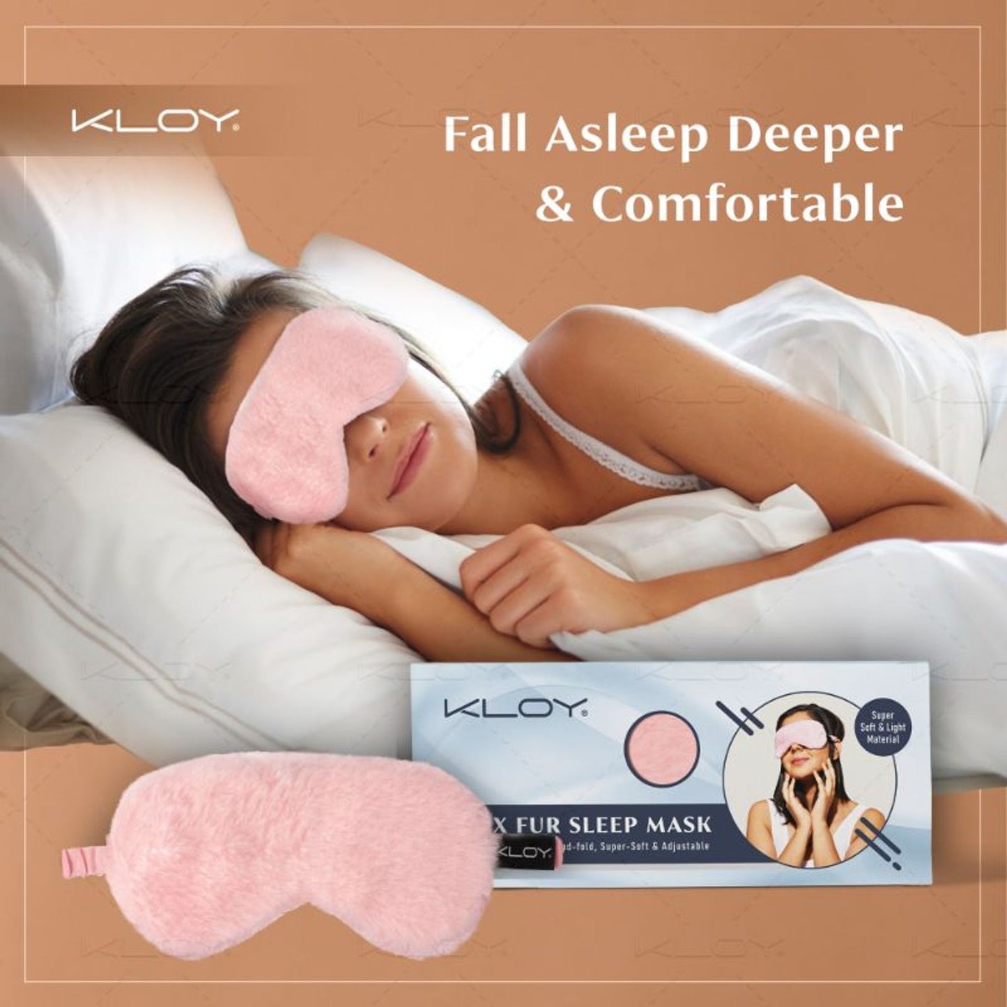 KLOY 100% Faux Fur Sleep Eye Mask - Pink