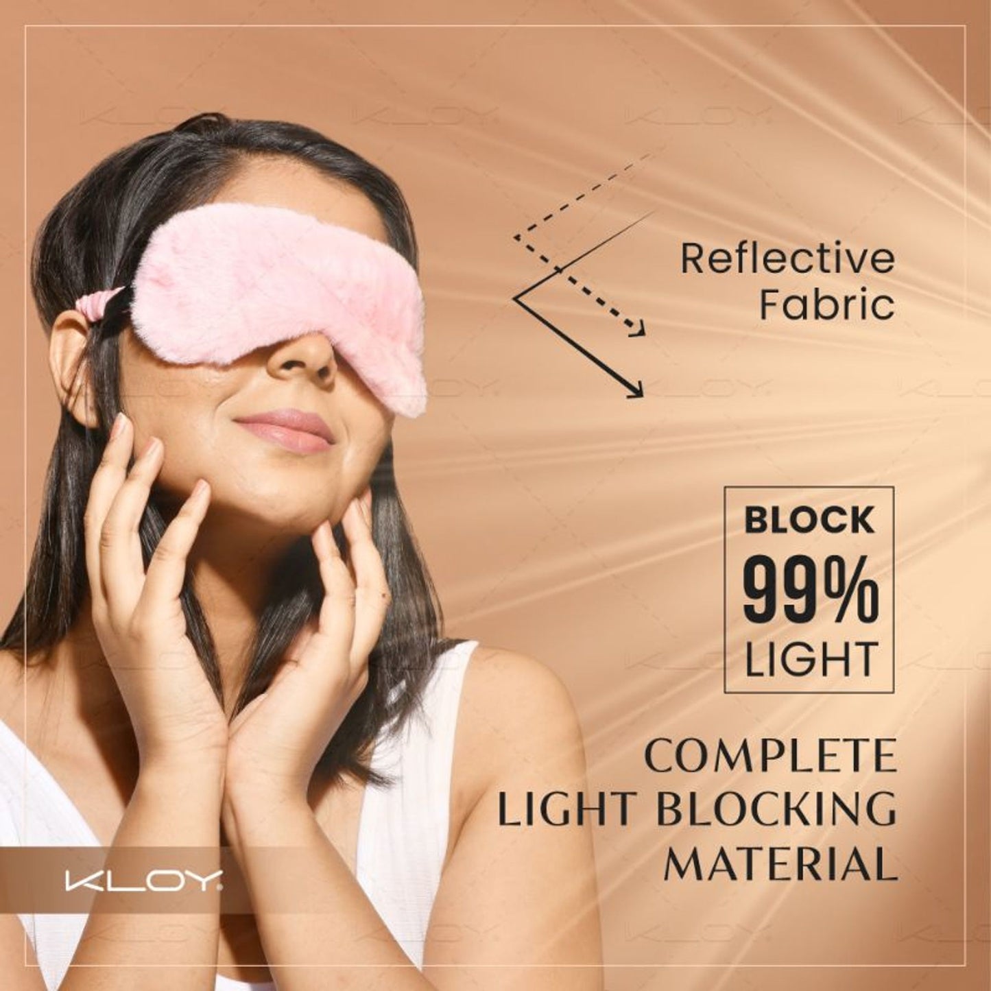 KLOY 100% Faux Fur Sleep Eye Mask - Pink