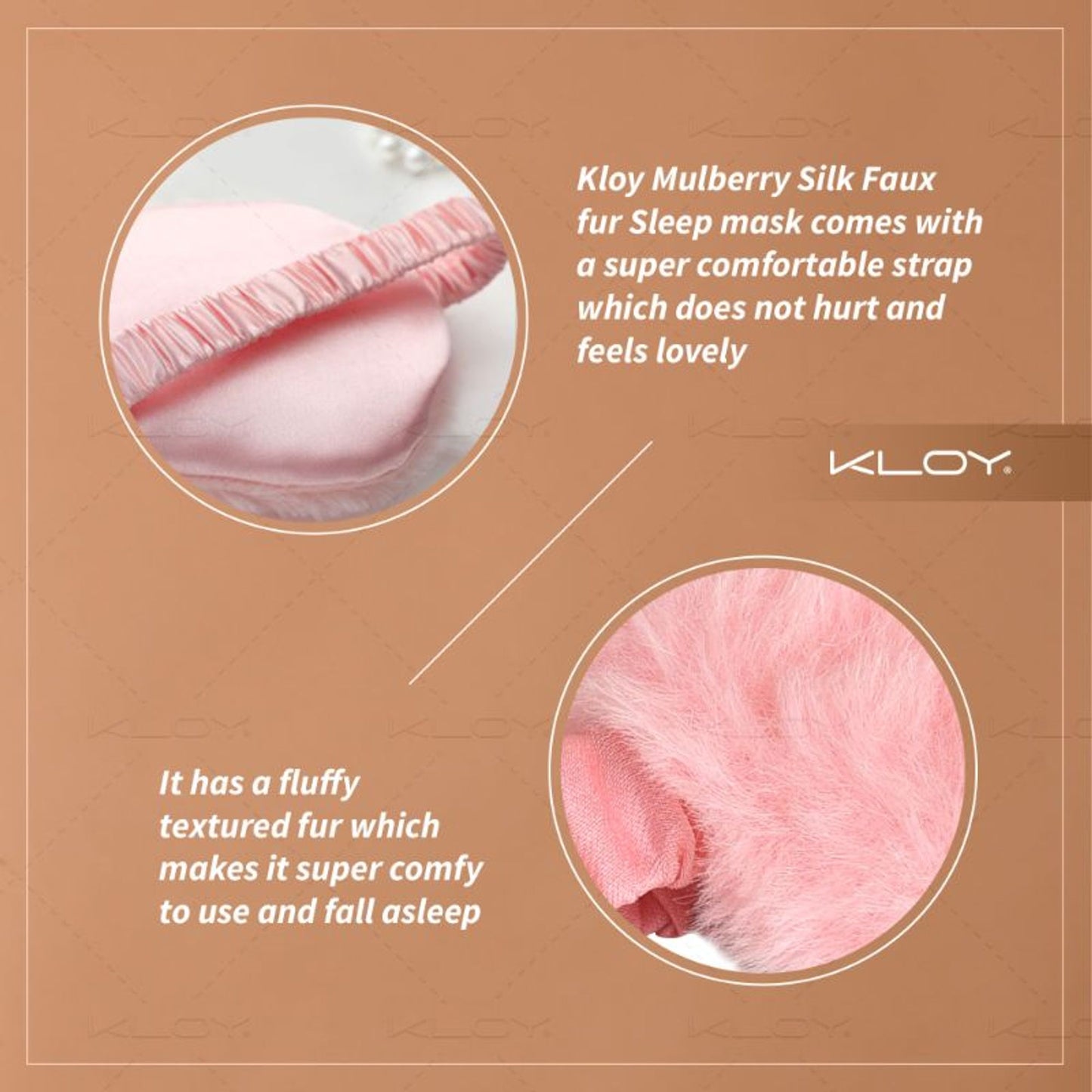 KLOY 100% Faux Fur Sleep Eye Mask - Pink