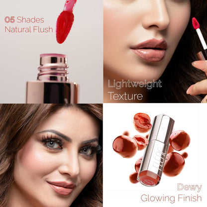 FLENC Luminous Liquid Blush & Lip Tint For A Natural Flush Cheeky Glow Tint - Peony Pink