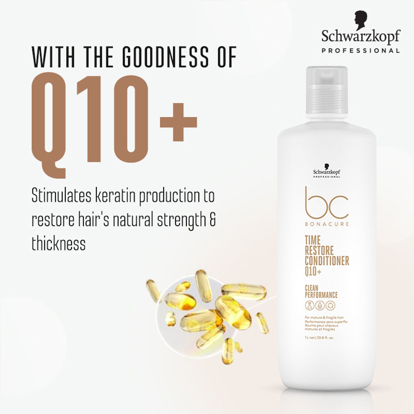 Schwarzkopf Professional Bonacure Time Restore Conditioner With Q10+ - For Mature Hair