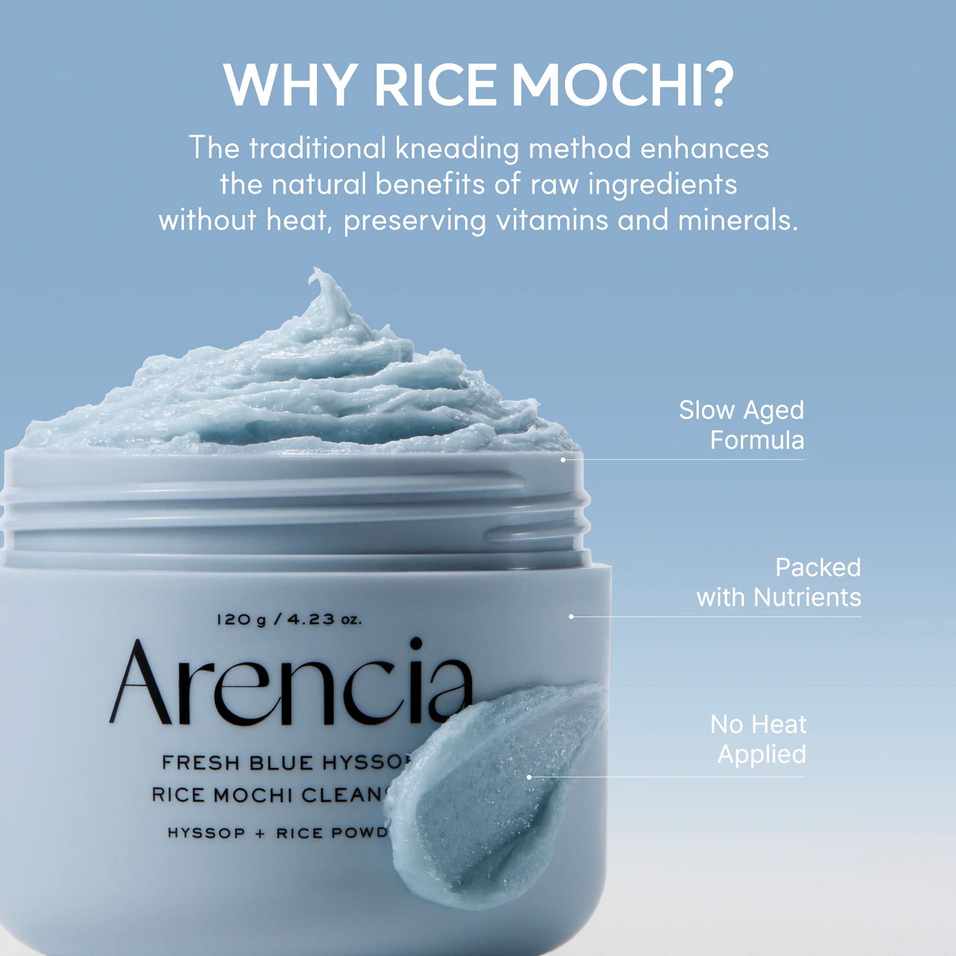 Arencia Fresh Blue Hyssop Rice Mochi Cleanser - Gentle Exfoliating Pore Care Korean Double Cleanser