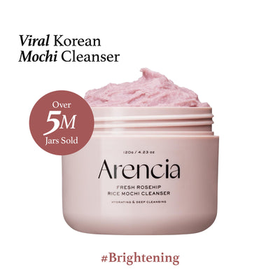 Arencia Fresh Rosehip Rice Mochi Cleanser - All-In-One Cleanser, Mask & Makeup Remover for Dull Skin