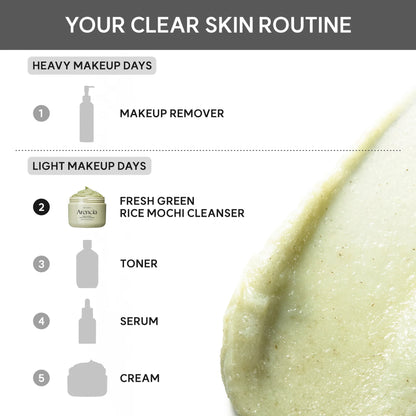 Arencia Fresh Green Rice Mochi Cleanser - Korean Cleanser, Mask & Makeup Remover, Reduces Blackheads