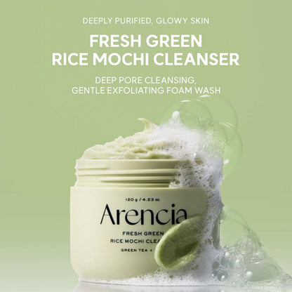 Arencia Fresh Green Rice Mochi Cleanser - Korean Cleanser, Mask & Makeup Remover, Reduces Blackheads