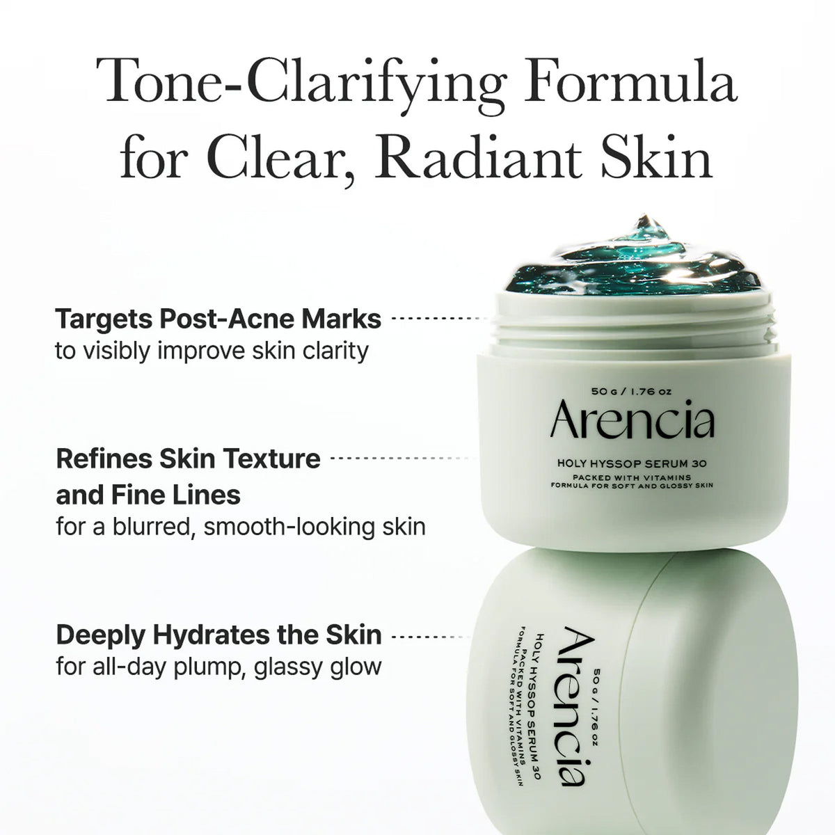 Arencia Holy Hyssop Serum 30 - Brightening Serum for Korean Glass Skin, Reduces Hyperpigmentation