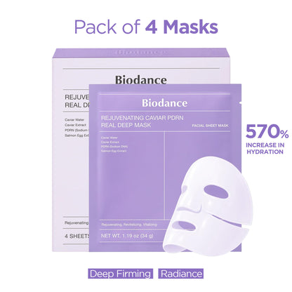 Biodance Rejuvenating Caviar PDRN Real Deep Mask - Pack Of 4