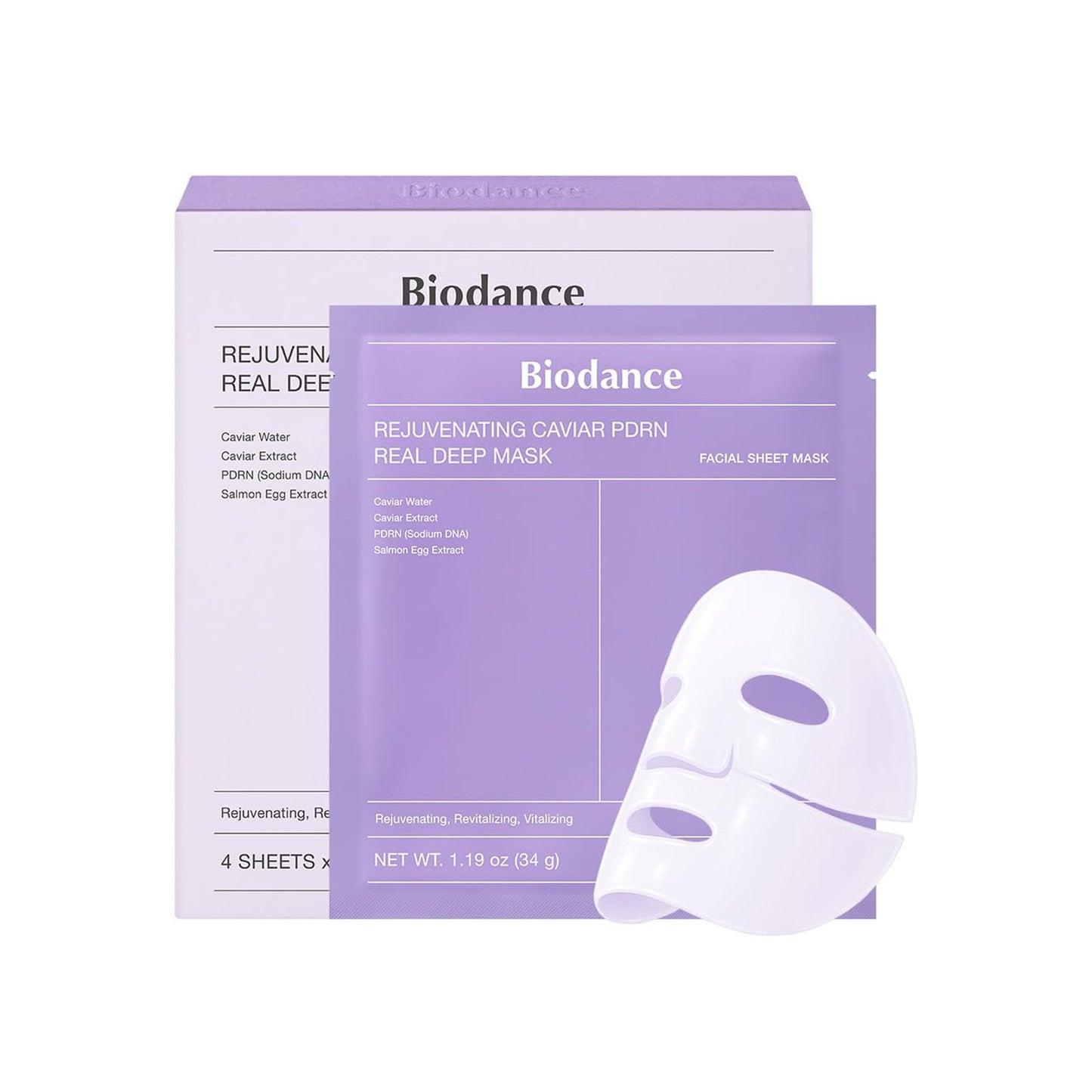 Biodance Rejuvenating Caviar PDRN Real Deep Mask - Pack Of 4