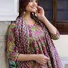 Dhiyona IE Floral Printed Empire Pure Cotton A-Line Kurta With Trousers & Dupatta