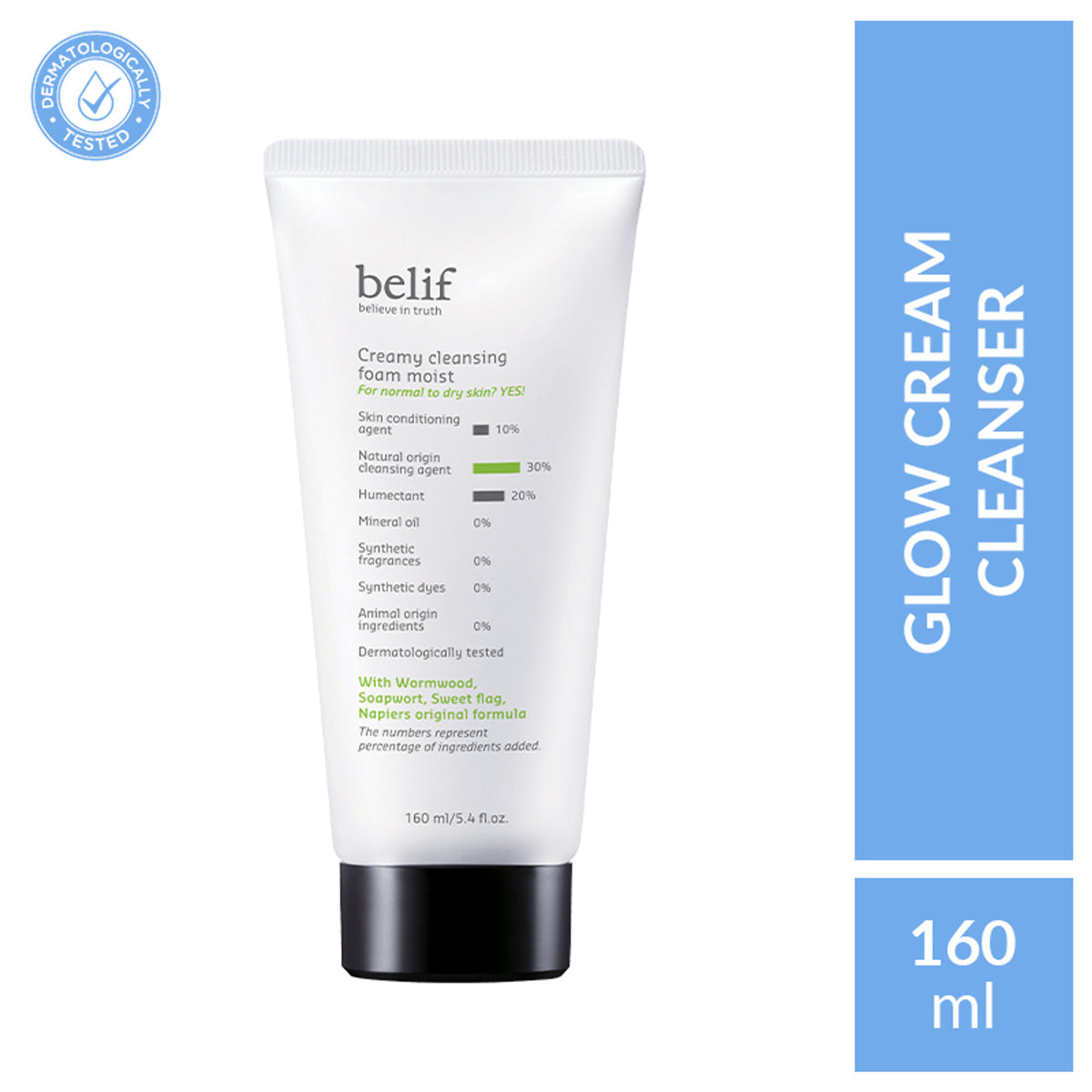 belif Creamy Cleansing Foam - Brightening Vegan Korean Face Wash & Makeup Remover For Sensitive Skin
