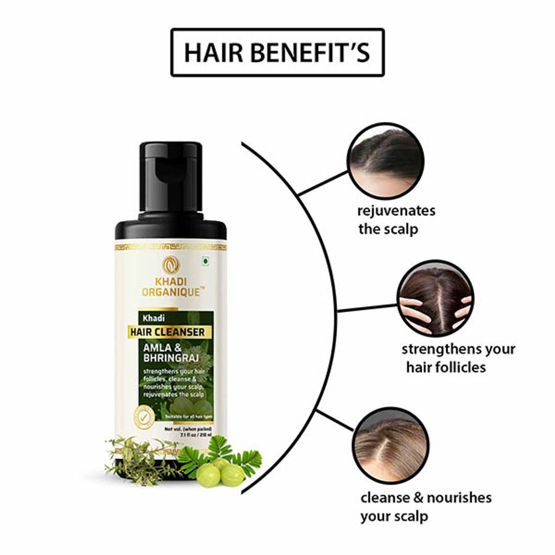 Khadi Organique Amla & Bhringraj Hair Shampoo For Control Dandruff & Reduce Hairfall