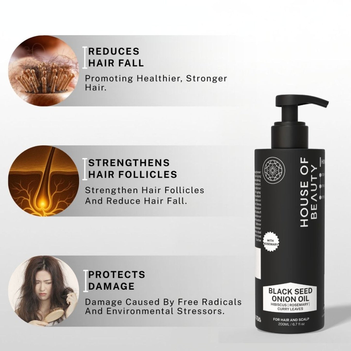 House Of Beauty Black Seed Onion Hair Oil with Hibiscus