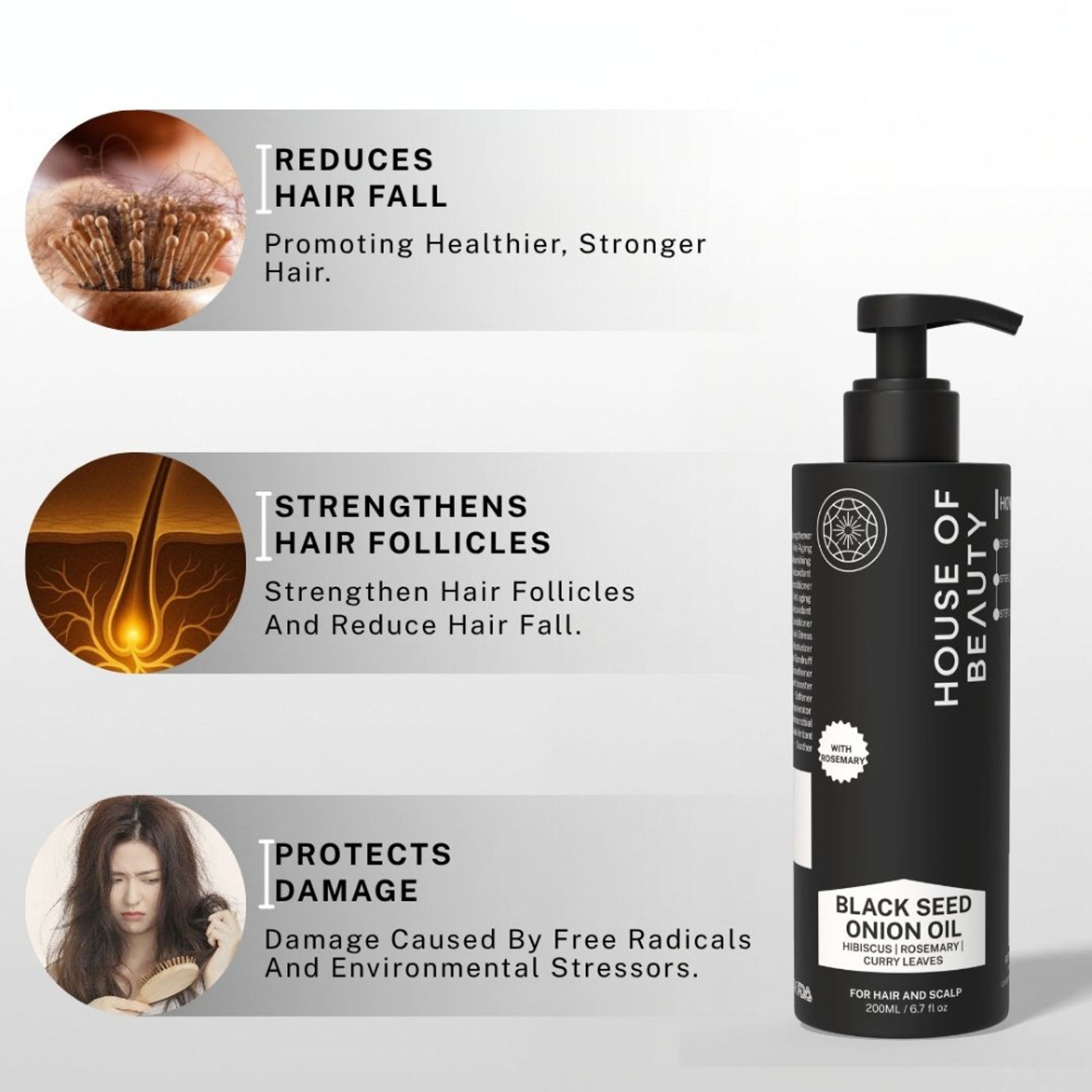 House Of Beauty Black Seed Onion Hair Oil with Hibiscus