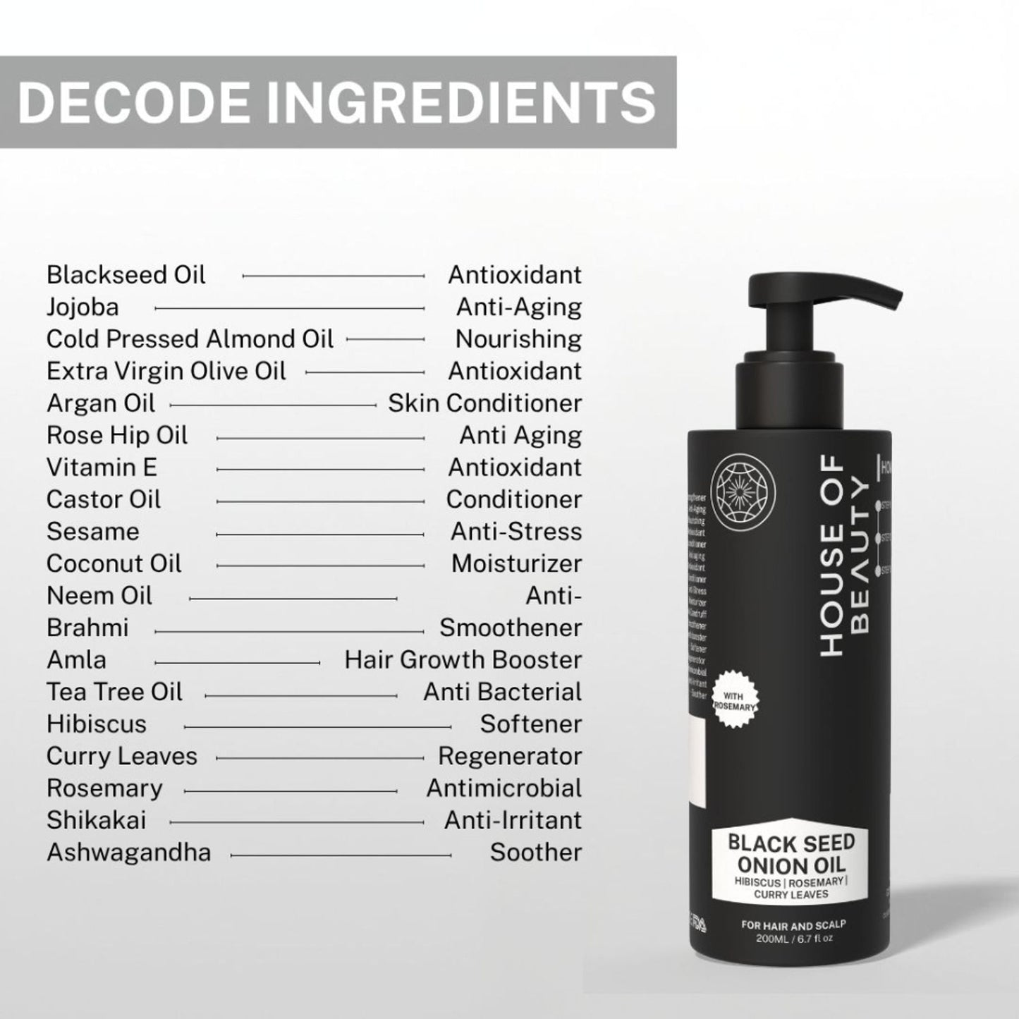 House Of Beauty Black Seed Onion Hair Oil with Hibiscus